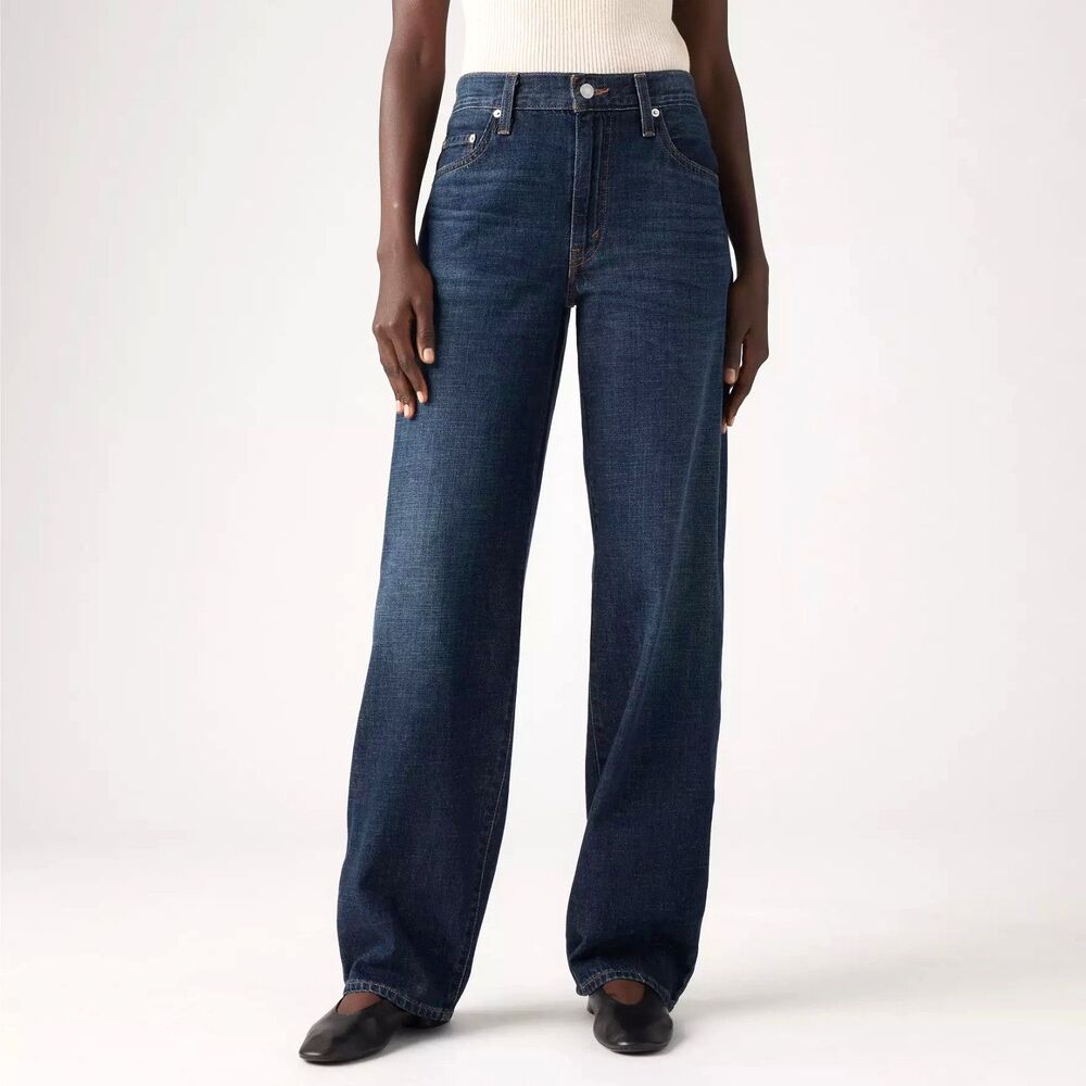 NWT $108 Levi's Premium Baggy Dad Wide Leg Jeans Cotton Linen Women Size 27x30